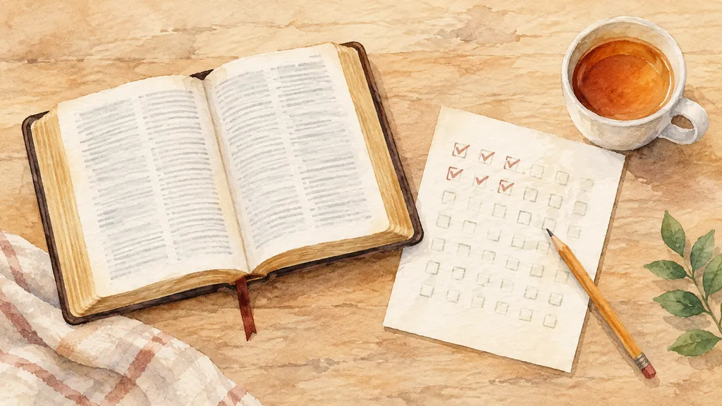 Bible reading plan with a pencil beside an empty checkbox